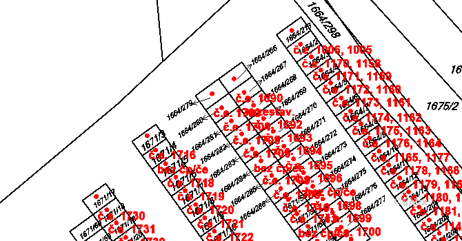 Bílina 45032475 na parcele st. 1664/281 v KÚ Bílina, Katastrální mapa