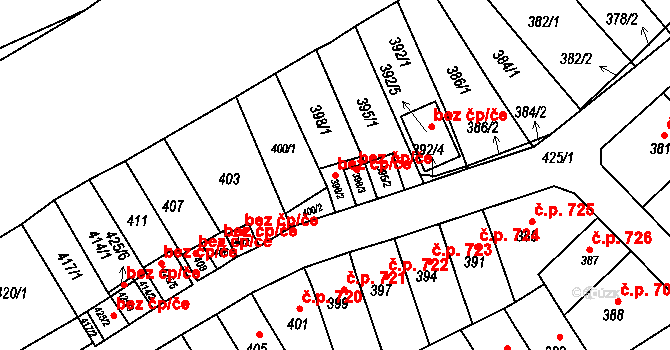 Brno 45582475 na parcele st. 398/2 v KÚ Slatina, Katastrální mapa
