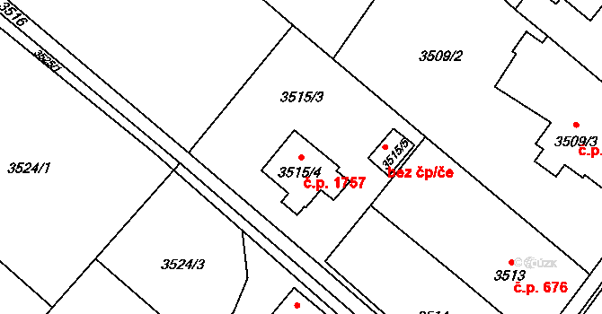 Hlučín 1757 na parcele st. 3515/4 v KÚ Hlučín, Katastrální mapa
