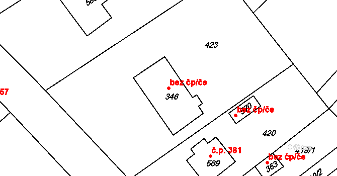 Merklín 46230475 na parcele st. 346 v KÚ Merklín u Přeštic, Katastrální mapa
