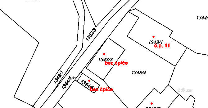 Liberec 47312475 na parcele st. 1343/3 v KÚ Růžodol I, Katastrální mapa