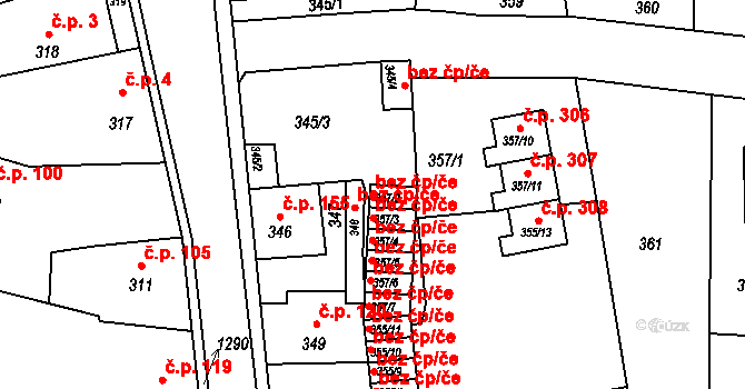Neveklov 48087475 na parcele st. 357/2 v KÚ Neveklov, Katastrální mapa