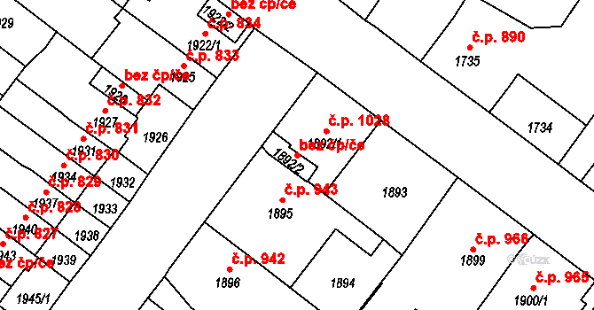 Duchcov 49418475 na parcele st. 1892/2 v KÚ Duchcov, Katastrální mapa