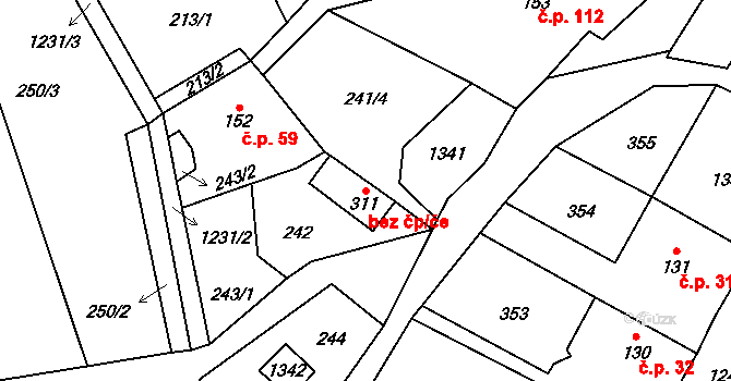 Liběšice 49974475 na parcele st. 311 v KÚ Liběšice u Litoměřic, Katastrální mapa