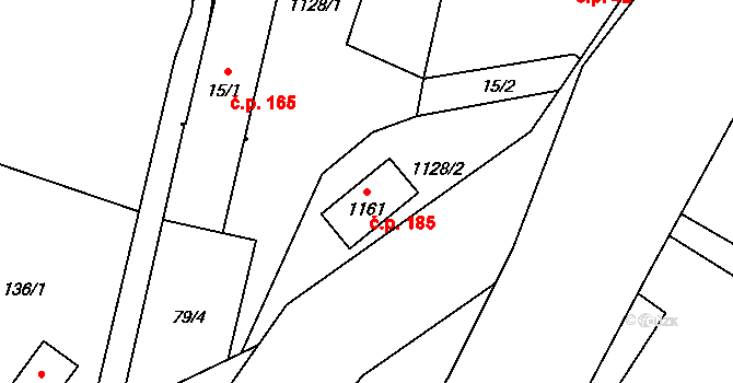 Tyra 185, Třinec na parcele st. 1161 v KÚ Tyra, Katastrální mapa