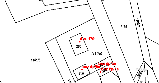 Kunčice 179, Letohrad na parcele st. 265 v KÚ Kunčice u Letohradu, Katastrální mapa