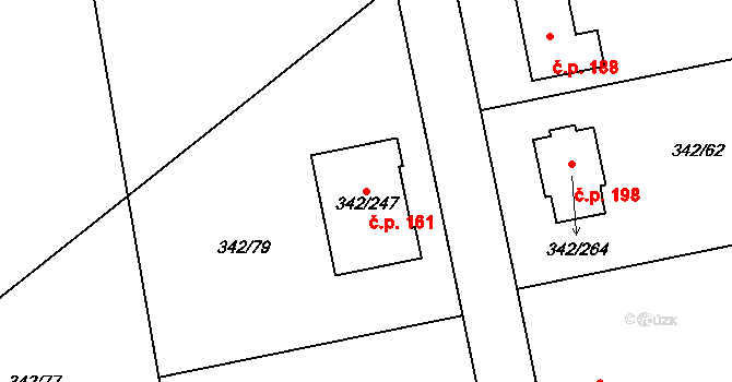 Trubín 161 na parcele st. 342/247 v KÚ Trubín, Katastrální mapa