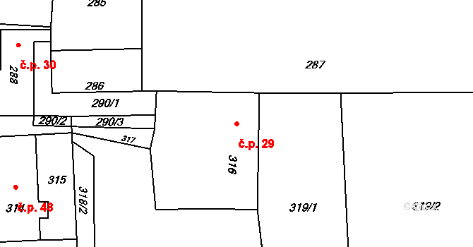 Kletné 29, Suchdol nad Odrou na parcele st. 316 v KÚ Kletné, Katastrální mapa