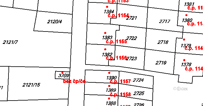 Humpolec 1156 na parcele st. 1382 v KÚ Humpolec, Katastrální mapa