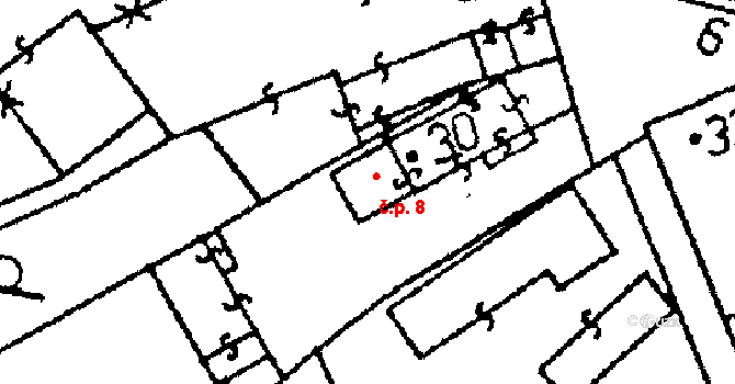 Kozohlody 8, Vlkaneč na parcele st. 30 v KÚ Kozohlody, Katastrální mapa