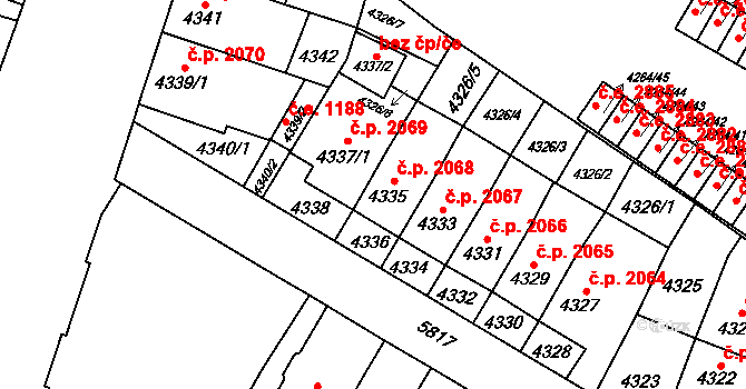 Jihlava 2068 na parcele st. 4335 v KÚ Jihlava, Katastrální mapa