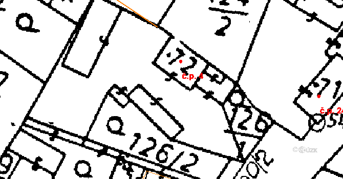 Vanovice 4, Všejany na parcele st. 72 v KÚ Všejany, Katastrální mapa