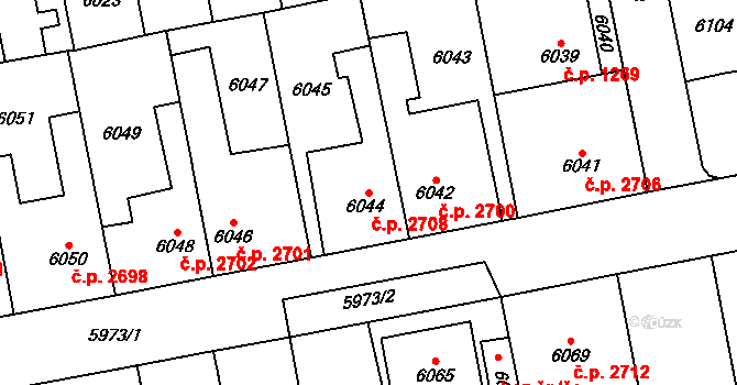 Kročehlavy 2708, Kladno na parcele st. 6044 v KÚ Kročehlavy, Katastrální mapa