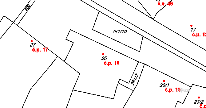 Strabenice 16, Litenčice na parcele st. 25 v KÚ Strabenice, Katastrální mapa