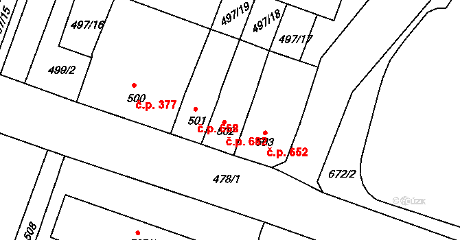 Lovosice 682 na parcele st. 502 v KÚ Lovosice, Katastrální mapa