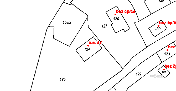 Chuderovec 47, Chuderov na parcele st. 124 v KÚ Chuderovec, Katastrální mapa