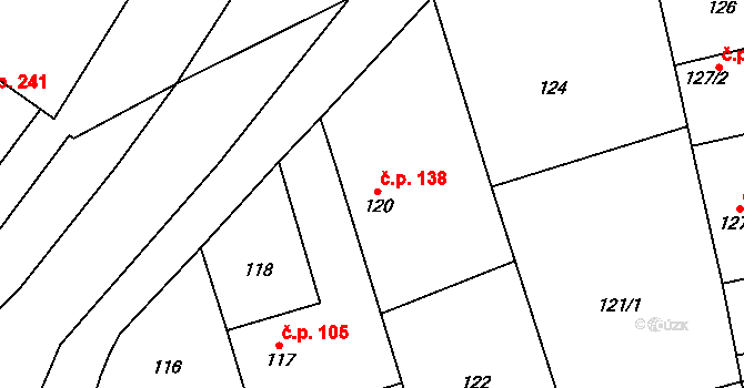 Třebestovice 138 na parcele st. 120 v KÚ Třebestovice, Katastrální mapa