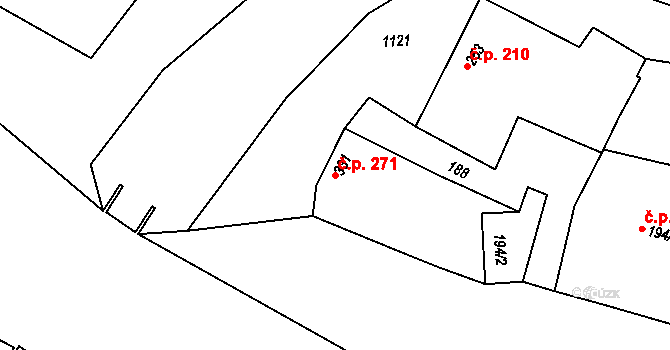 Rouchovany 271 na parcele st. 331 v KÚ Rouchovany, Katastrální mapa