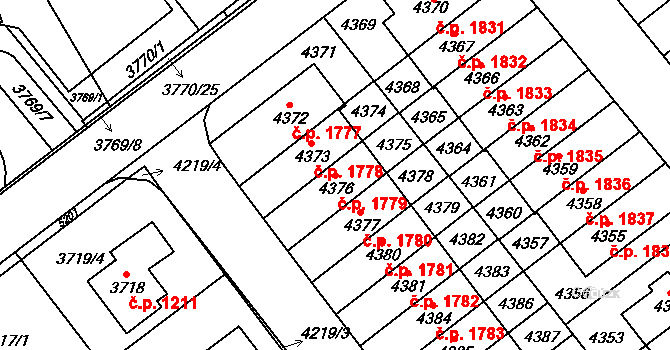 Řečkovice 1779, Brno na parcele st. 4376 v KÚ Řečkovice, Katastrální mapa