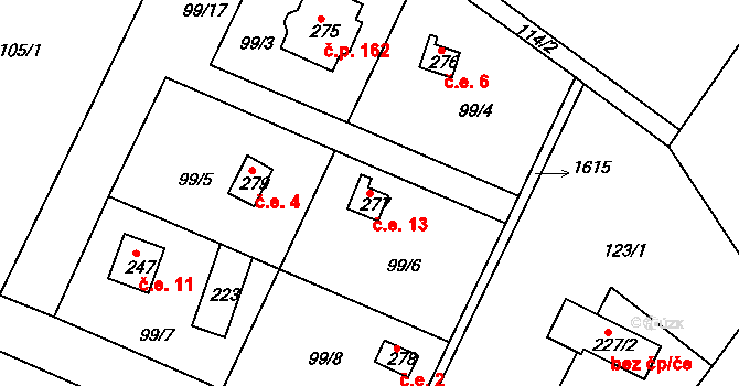 Hrozňatov 13, Cheb na parcele st. 277 v KÚ Starý Hrozňatov, Katastrální mapa