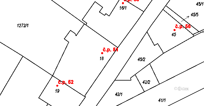 Český Rudolec 51 na parcele st. 18 v KÚ Český Rudolec, Katastrální mapa