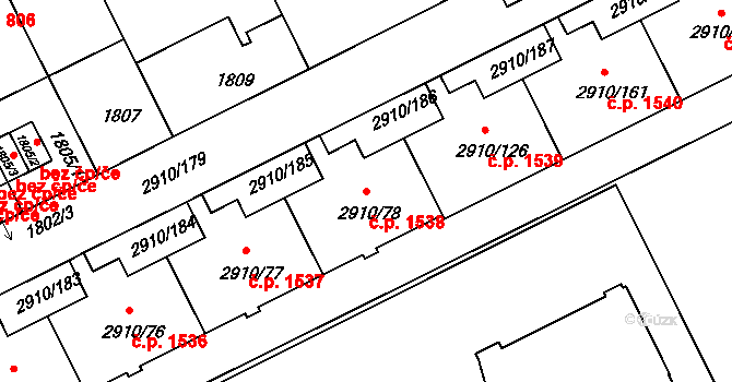 Nusle 1538, Praha na parcele st. 2910/78 v KÚ Nusle, Katastrální mapa