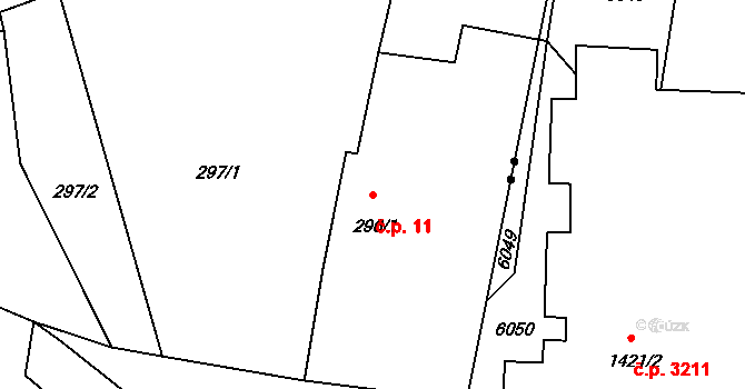 Dolní Libchava 11, Česká Lípa na parcele st. 296/1 v KÚ Dolní Libchava, Katastrální mapa