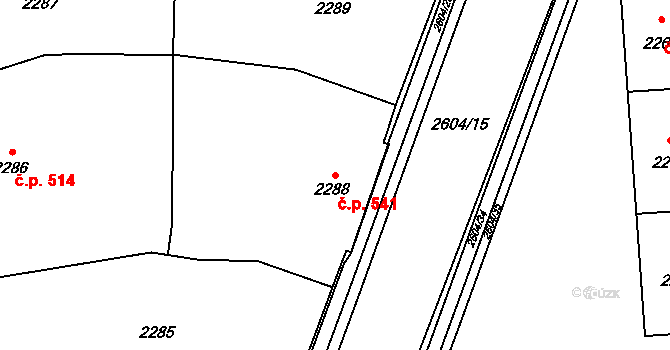 Prostřední Suchá 541, Havířov na parcele st. 2288 v KÚ Prostřední Suchá, Katastrální mapa