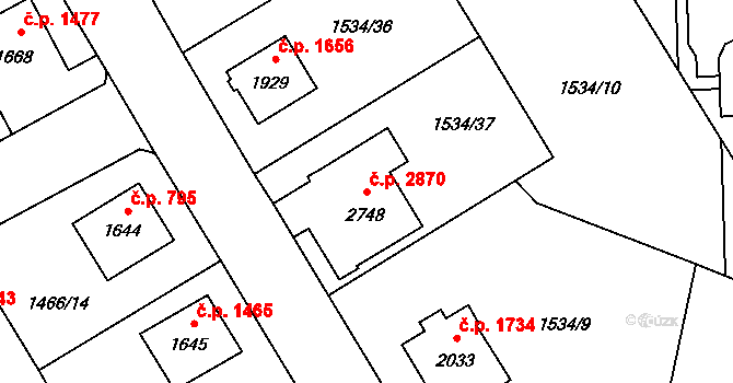 Šumperk 2870 na parcele st. 2748 v KÚ Šumperk, Katastrální mapa