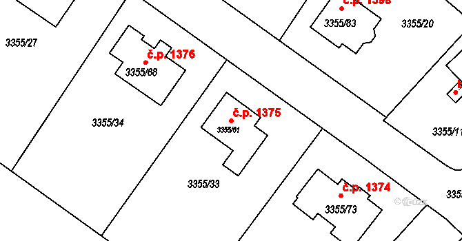 Kopřivnice 1375 na parcele st. 3355/61 v KÚ Kopřivnice, Katastrální mapa