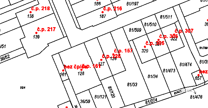 Nupaky 157 na parcele st. 126 v KÚ Nupaky, Katastrální mapa