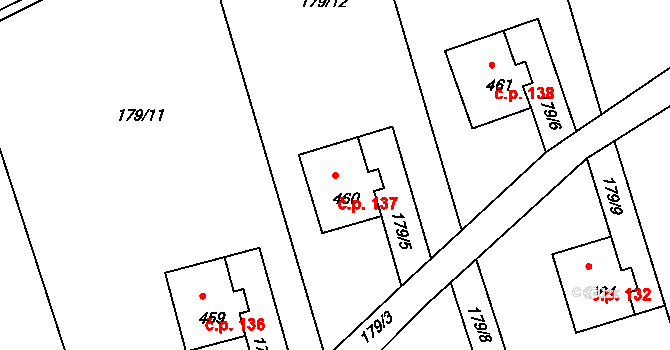 Kvíc 137, Slaný na parcele st. 460 v KÚ Kvíc, Katastrální mapa