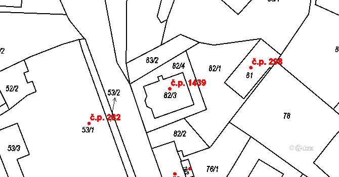 Frýdlant 1439 na parcele st. 82/3 v KÚ Frýdlant, Katastrální mapa