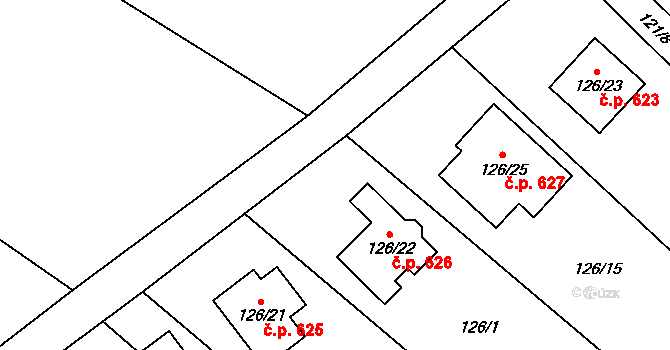 České Velenice 626 na parcele st. 126/22 v KÚ České Velenice, Katastrální mapa