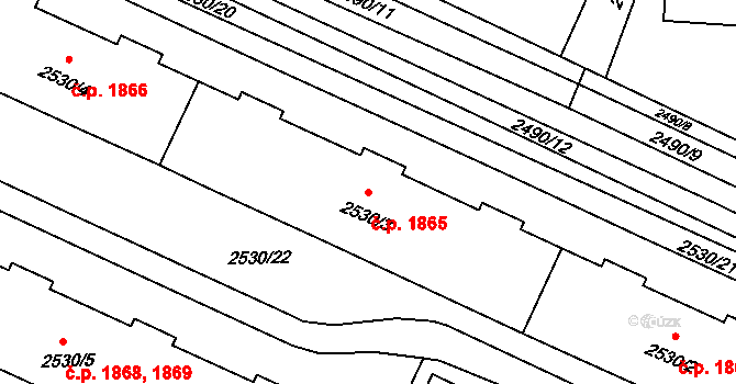 Předměstí 1865, Litoměřice na parcele st. 2530/3 v KÚ Litoměřice, Katastrální mapa