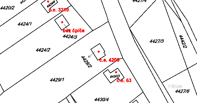 Předměstí 4206, Litoměřice na parcele st. 4429/2 v KÚ Litoměřice, Katastrální mapa