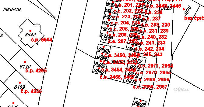 Zlín 3452,3453 na parcele st. 6884 v KÚ Zlín, Katastrální mapa