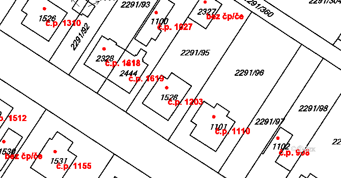 Vlašim 1203 na parcele st. 1528 v KÚ Vlašim, Katastrální mapa