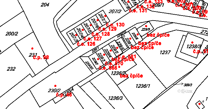 Rumburk 1 570, Rumburk na parcele st. 229/3 v KÚ Rumburk, Katastrální mapa