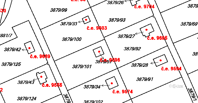 Střekov 9596, Ústí nad Labem na parcele st. 3879/57 v KÚ Střekov, Katastrální mapa