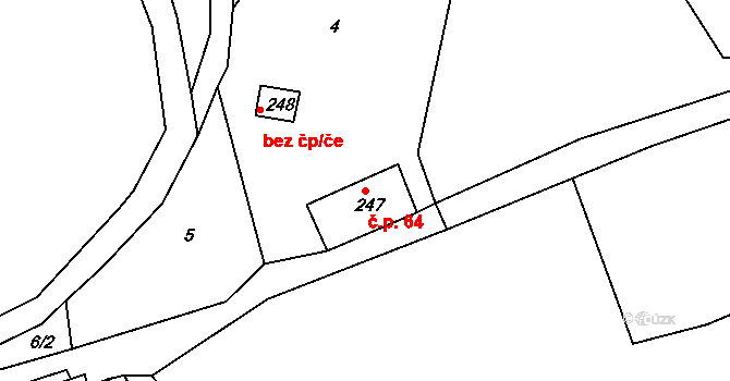 Brtníky 64, Staré Křečany na parcele st. 247 v KÚ Brtníky, Katastrální mapa