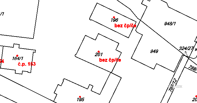 Litvínov 38011476 na parcele st. 201 v KÚ Záluží u Litvínova, Katastrální mapa