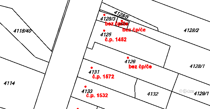 Teplice 39151476 na parcele st. 4126 v KÚ Teplice, Katastrální mapa