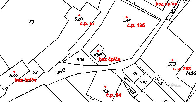 Bukovec 40174476 na parcele st. 486 v KÚ Bukovec u Jablunkova, Katastrální mapa