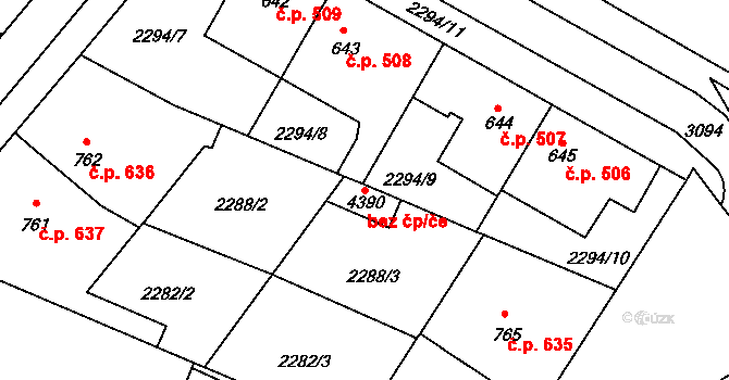 Kyjov 42749476 na parcele st. 4390 v KÚ Kyjov, Katastrální mapa