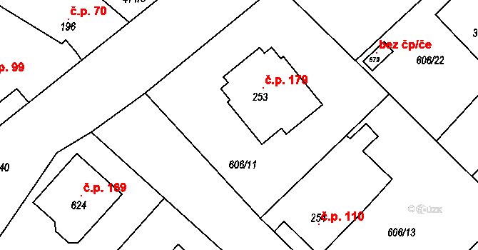 Čachovice 45295476 na parcele st. 253 v KÚ Čachovice, Katastrální mapa
