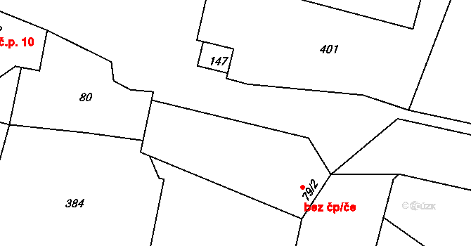 Rožďalovice 46429476 na parcele st. 79/2 v KÚ Ledečky, Katastrální mapa