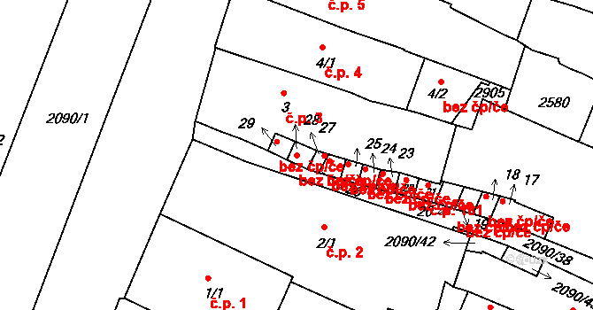 Písek 48721476 na parcele st. 28 v KÚ Písek, Katastrální mapa
