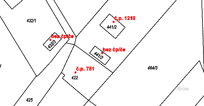 Bystřice 48970476 na parcele st. 441/3 v KÚ Bystřice nad Olší, Katastrální mapa