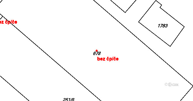 Most 49438476 na parcele st. 678 v KÚ Ervěnice, Katastrální mapa